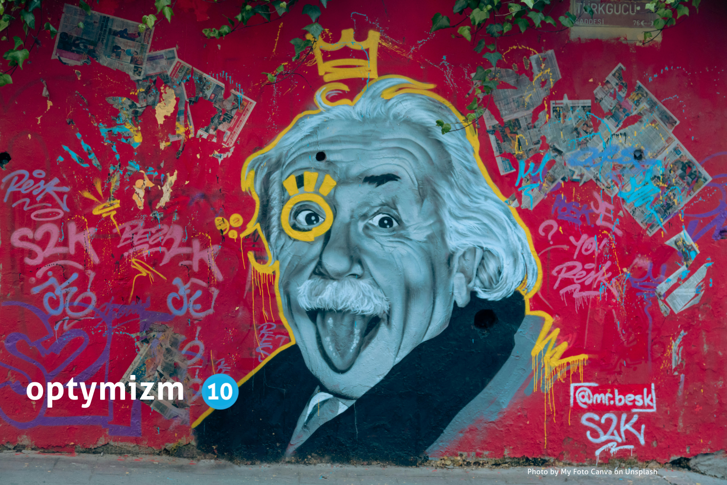 Einstein z wystawionym jezykiem, optymizm 10